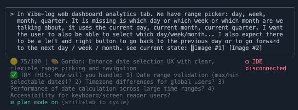 Vibe-log Dashboard Analytics showing productivity insights and coding session metrics
